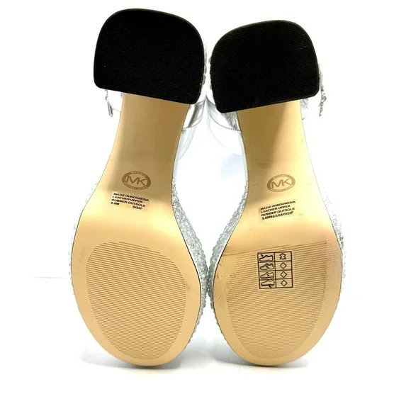 Michael Michael Kors Laci Ankle-Strap Platform Sandals Silver Size 10 NWT/BOX - Picture 9 of 9